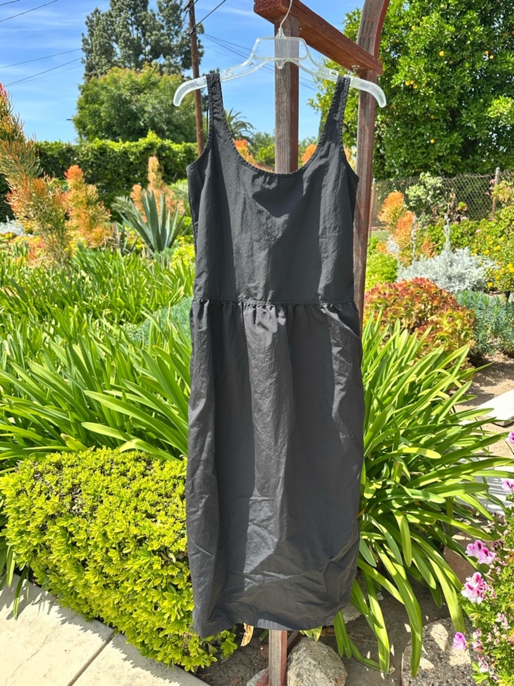 Zara Voluminous Nylon black Midi Dress sz small S - Picture 3 of 6